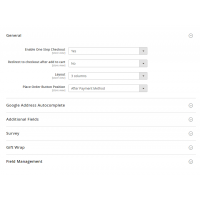 One step checkout for Magento 2 settings
